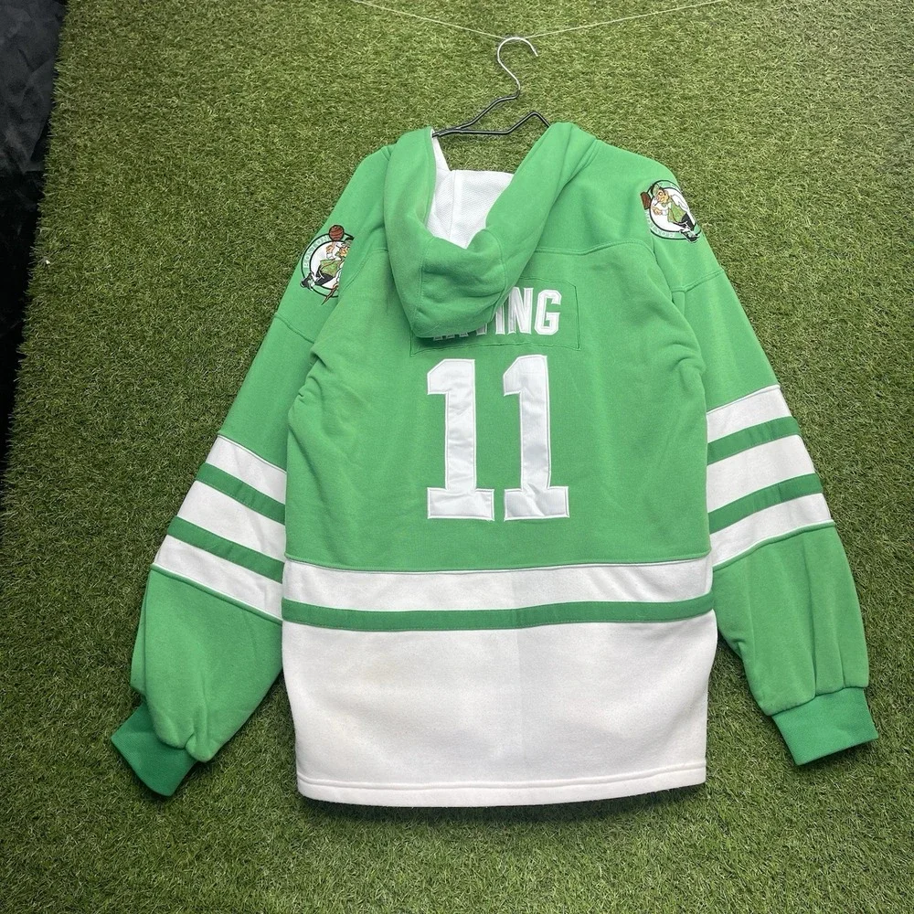 Boston Celtics Jersey Hoodie Mens XL Sweatshirt #11 Kyrie Irving Hockey Green